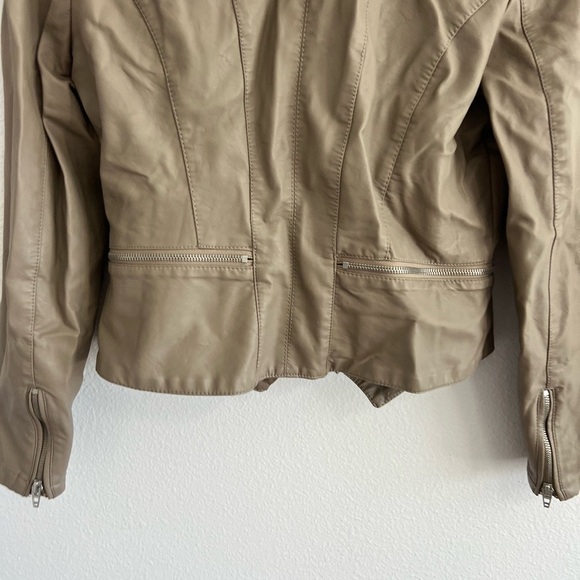 Blank NYC Taupe Brown Faux Leather Moto Jacket M - Picture 7 of 11